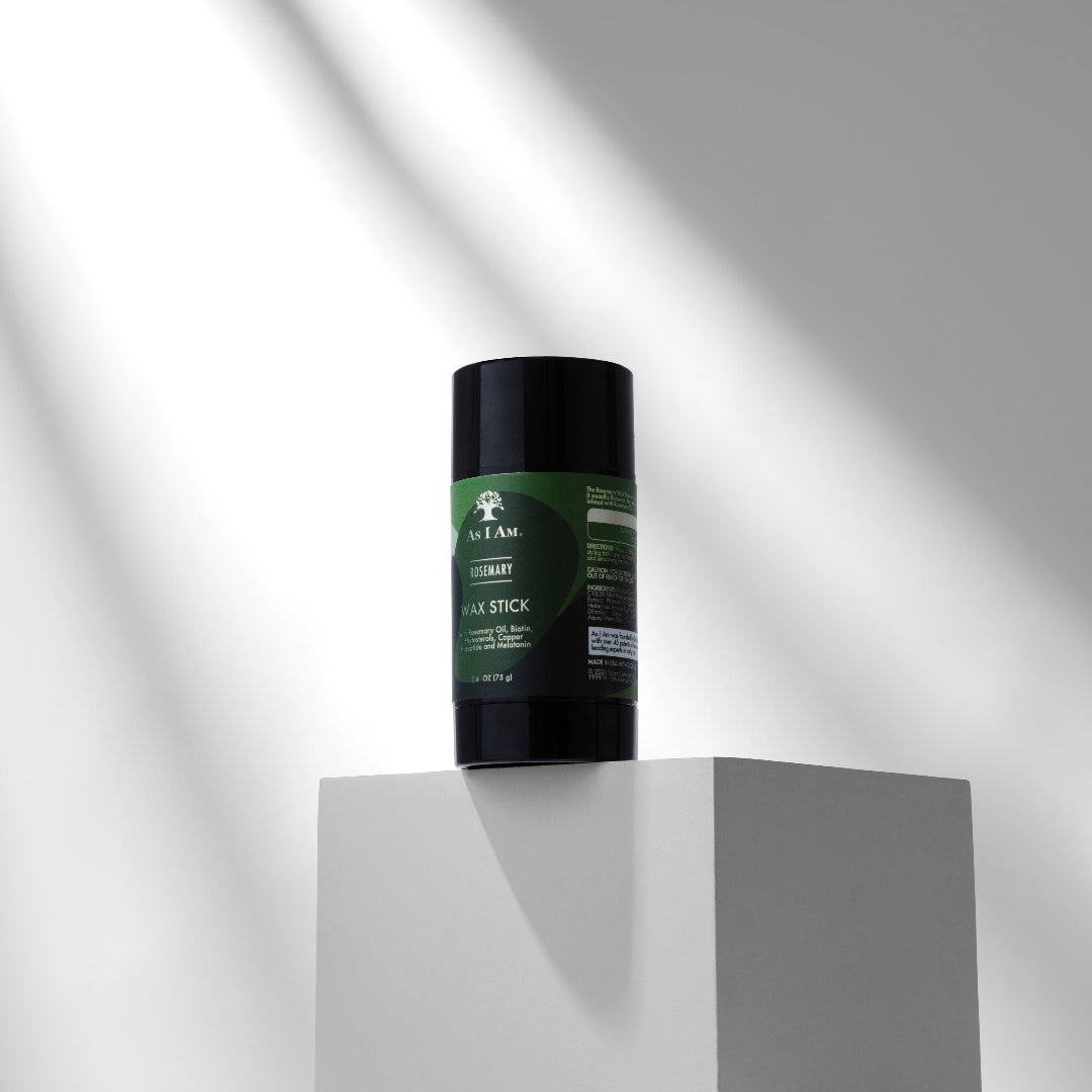 As I Am Rosemary Wax Stick - Infusé de romarin et de biotine pour des coiffures lisses et élégantes. Dompte les mèches rebelles, ajoute de la brillance et offre une tenue souple. Idéal pour les bordures et le coiffage. Bâton de 2,7 oz à tourner.