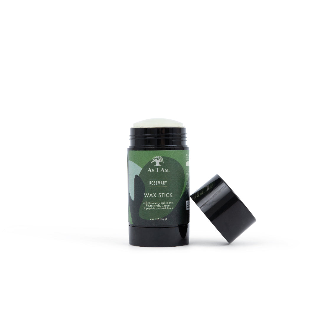 As I Am Rosemary Wax Stick - Infusé de romarin et de biotine pour des coiffures lisses et élégantes. Dompte les mèches rebelles, ajoute de la brillance et offre une tenue souple. Idéal pour les bordures et le coiffage. Bâton de 2,7 oz à tourner.
