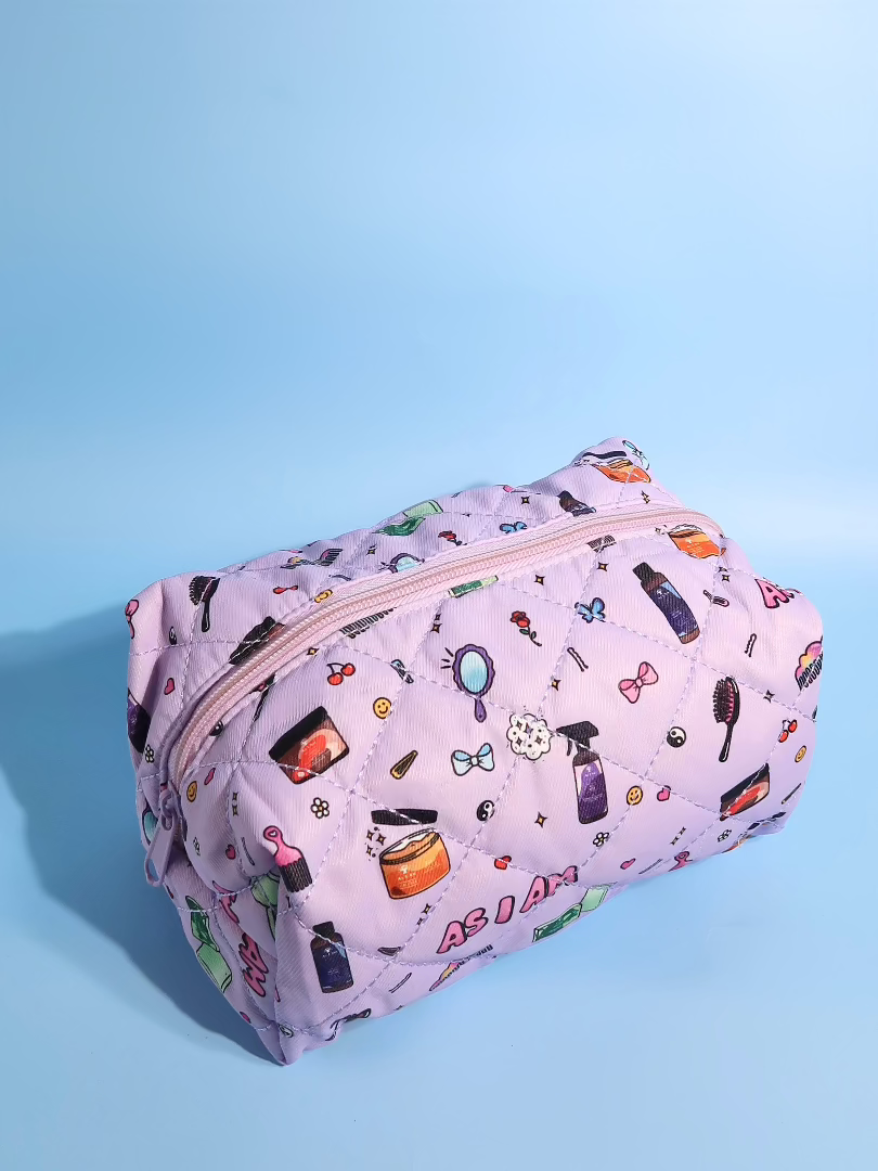 Pochette à cosmétiques de marque As I Am - sac de voyage élégant à fermeture éclair pour ranger les produits de soins capillaires et de beauté essentiels