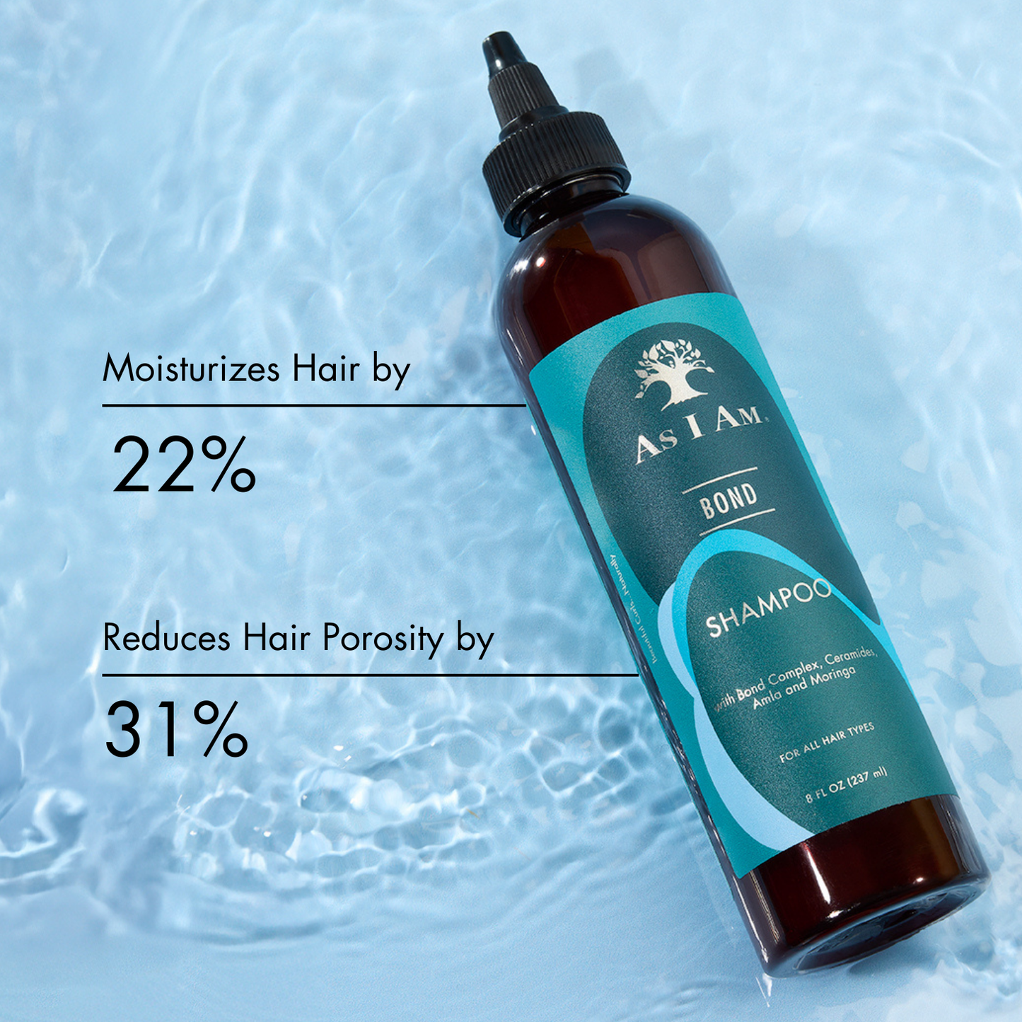 Bond Shampoo by As I Am - Shampooing renforçant et réparateur conçu pour tous les types de cheveux. Cette formule nourrissante aide à restaurer la structure naturelle des cheveux, les rendant lisses, sains et hydratés. Parfait pour les cheveux secs ou abîmés qui ont besoin d'un coup de pouce revitalisant.