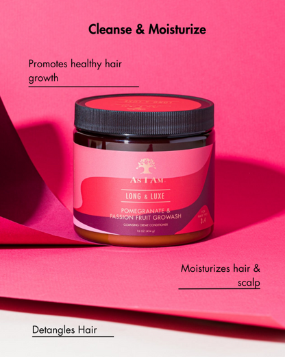 Bocal de produits capillaires sur fond rose avec texte sur les bienfaits des soins capillaires