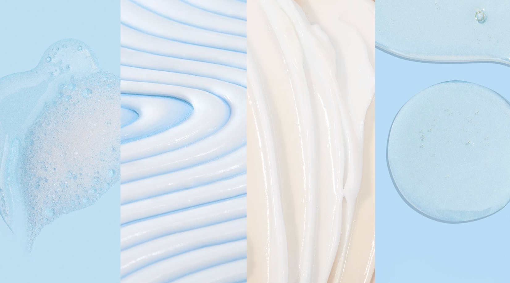 Collage de motifs abstraits bleus et blancs