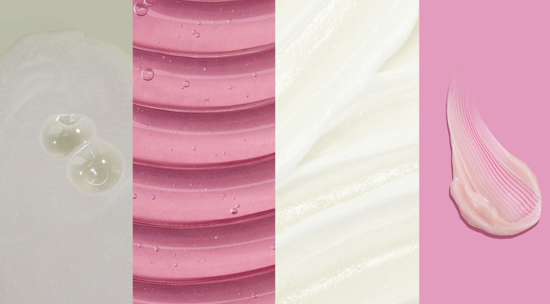 Collage de textures et motifs roses et blancs